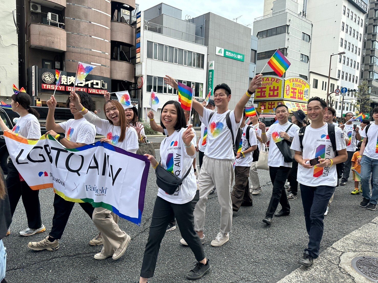 people march in Kansai rainbow parade