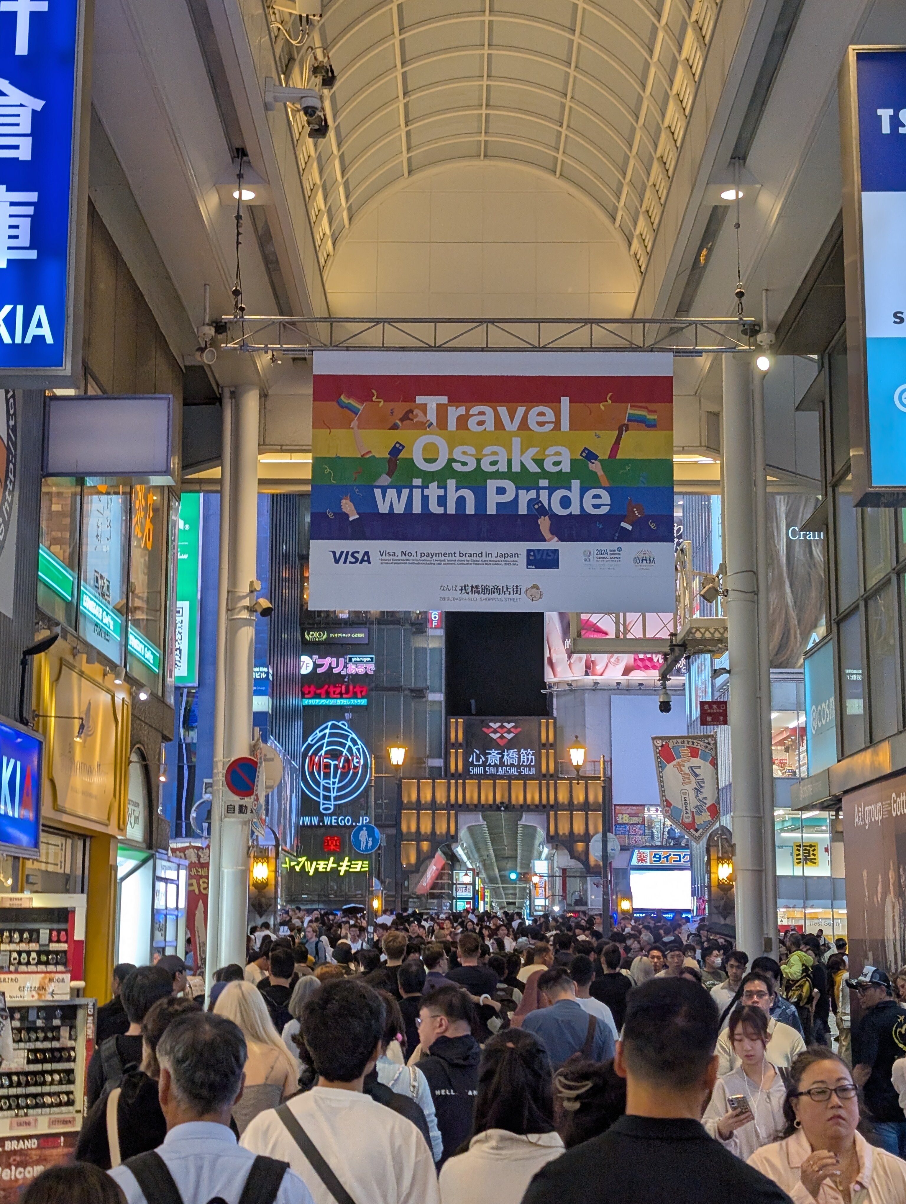 Pride message on display on shopping street