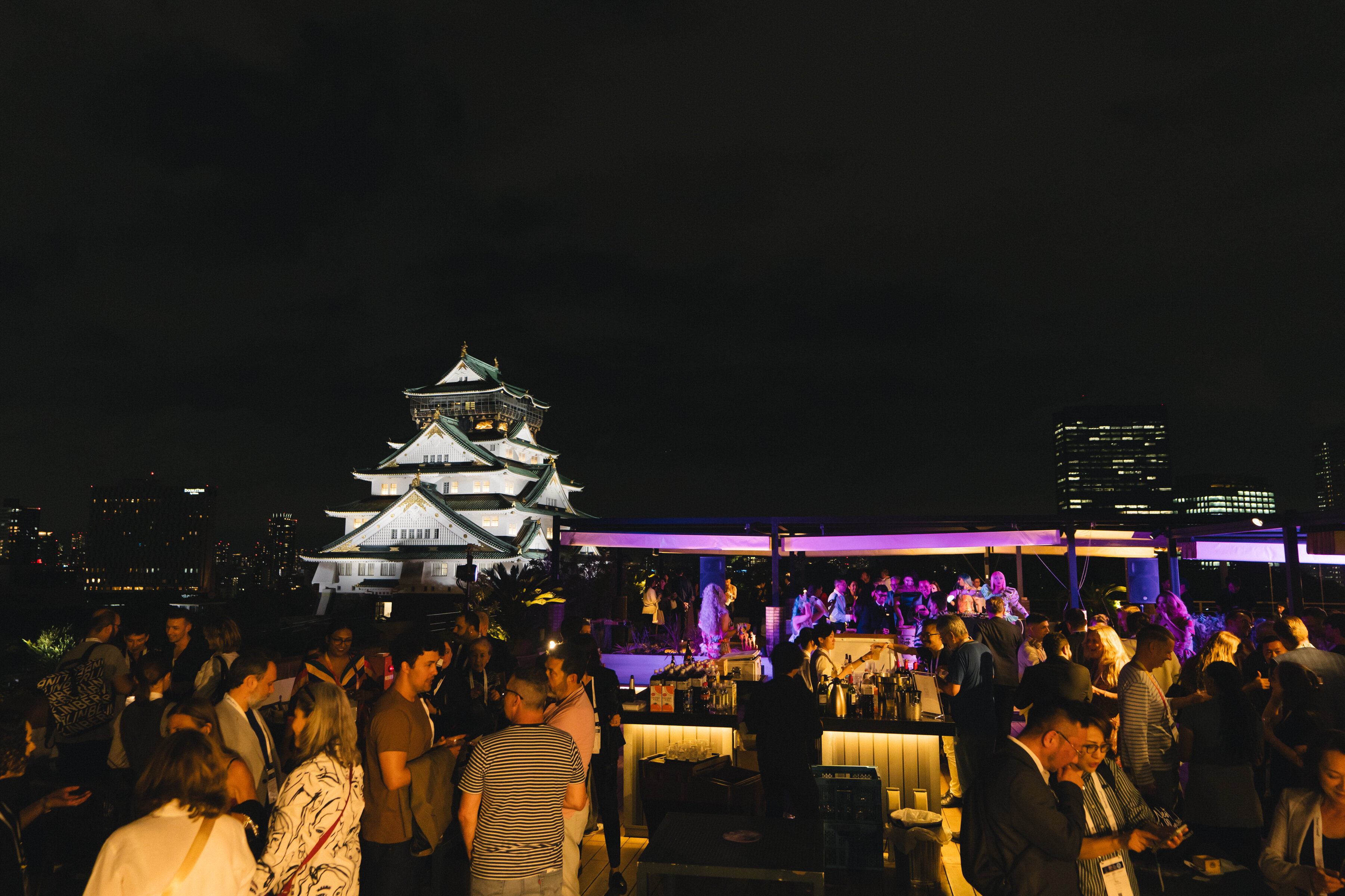 opening reception Osaka castle night view